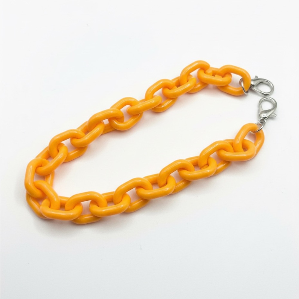 Bright Orange Acrylic Hat Chain Purse Strap Mask Lanyard 11” Rave Festival Y2K